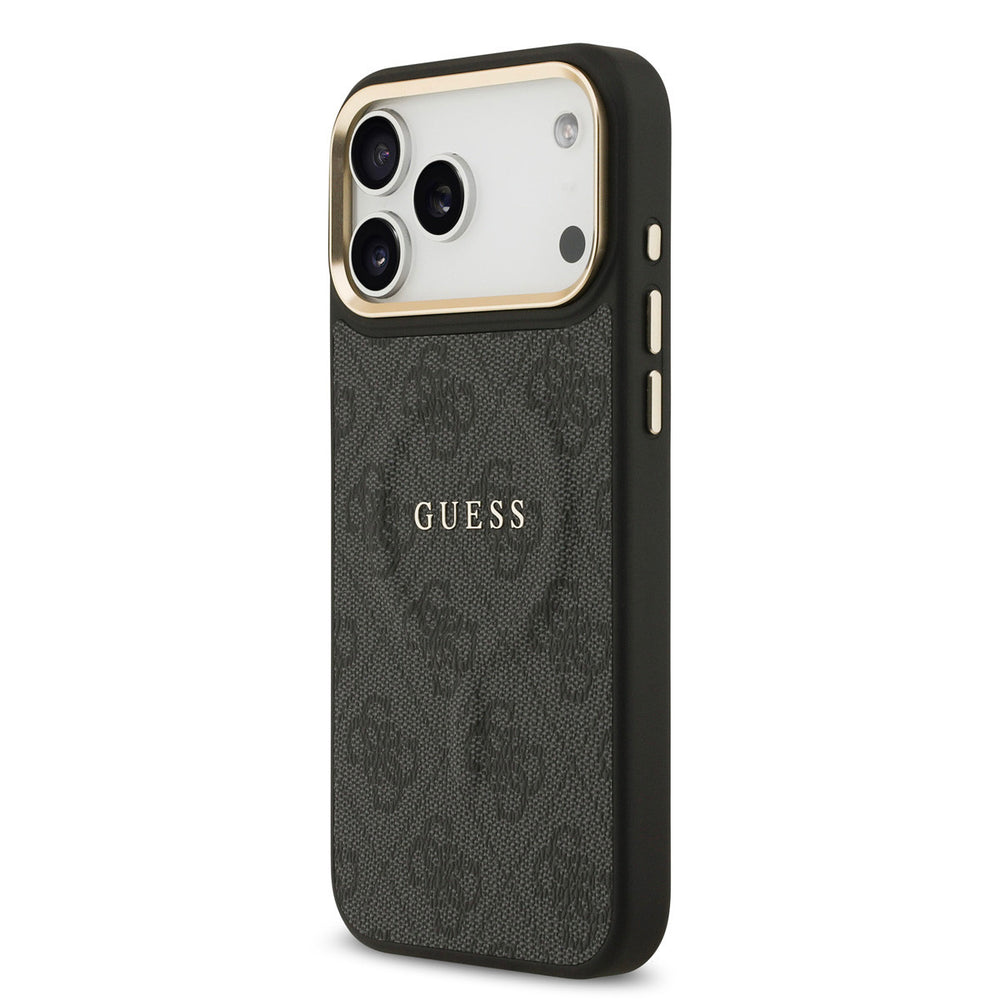 Guess iPhone 17 Pro Max Backcover hoesje - Magsafe - 4G Classic Logo - Gold Edge - Zwart-Hoesjes-Ilumina Benelux