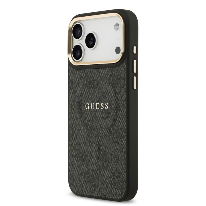 Guess iPhone 17 Pro Max Backcover hoesje - Magsafe - 4G Classic Logo - Gold Edge - Zwart-Hoesjes-Ilumina Benelux
