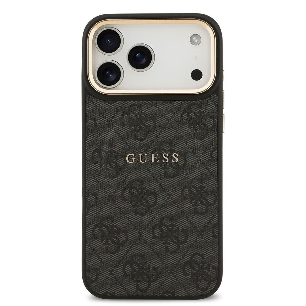 Guess iPhone 17 Pro Max Backcover hoesje - Magsafe - 4G Classic Logo - Gold Edge - Zwart-Hoesjes-Ilumina Benelux