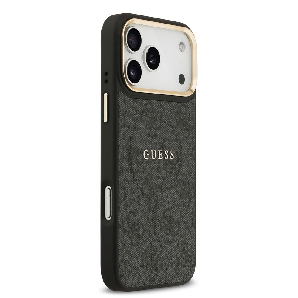 Guess iPhone 17 Pro Max Backcover hoesje - Magsafe - 4G Classic Logo - Gold Edge - Zwart-Hoesjes-Ilumina Benelux