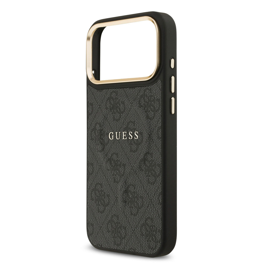 Guess iPhone 17 Pro Max Backcover hoesje - Magsafe - 4G Classic Logo - Gold Edge - Zwart-Hoesjes-Ilumina Benelux