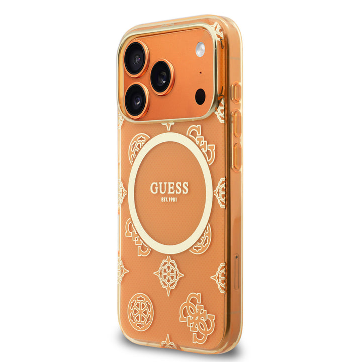 Guess iPhone 17 Pro Max Backcover hoesje - Magsafe - IML Peony Hot Stamp Design - Oranje-Hoesjes-Ilumina Benelux