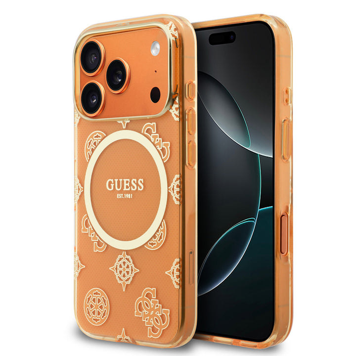 Guess iPhone 17 Pro Max Backcover hoesje - Magsafe - IML Peony Hot Stamp Design - Oranje-Hoesjes-Ilumina Benelux