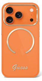 Guess iPhone 17 Pro Max Backcover hoesje - Magsafe - Metal Logo - Gold Edge - Oranje-Hoesjes-Ilumina Benelux