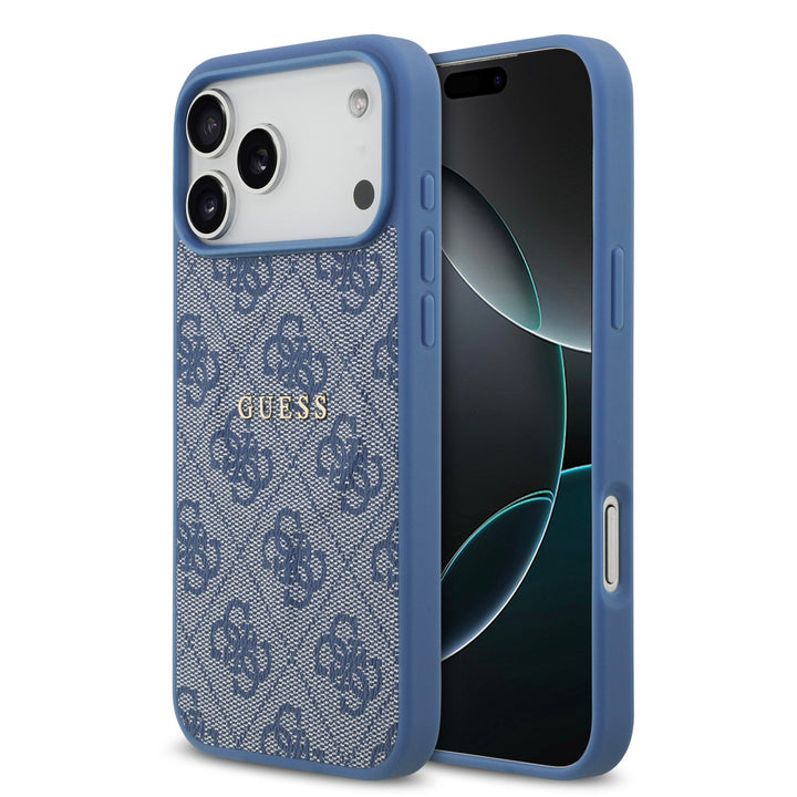 Guess iPhone 17 Pro Max Backcover hoesje - Magsafe PU Leather - 4G Classic Logo - Blauw-Hoesjes-Ilumina Benelux
