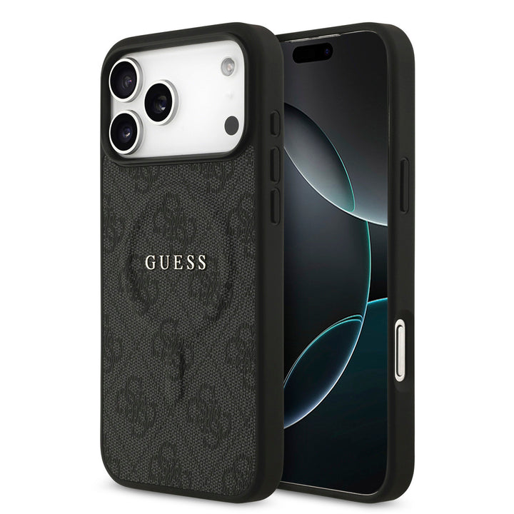 Guess iPhone 17 Pro Max Backcover hoesje - Magsafe PU Leather - 4G Classic Logo - Zwart-Hoesjes-Ilumina Benelux