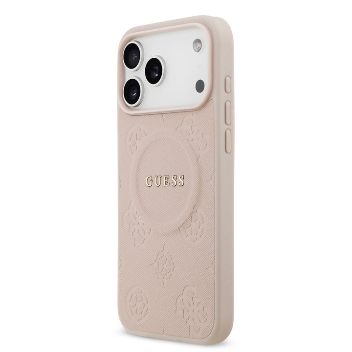 Guess iPhone 17 Pro Max Backcover hoesje - Magsafe PU Leather - Peony Hot Stamp - Roze-Hoesjes-Ilumina Benelux