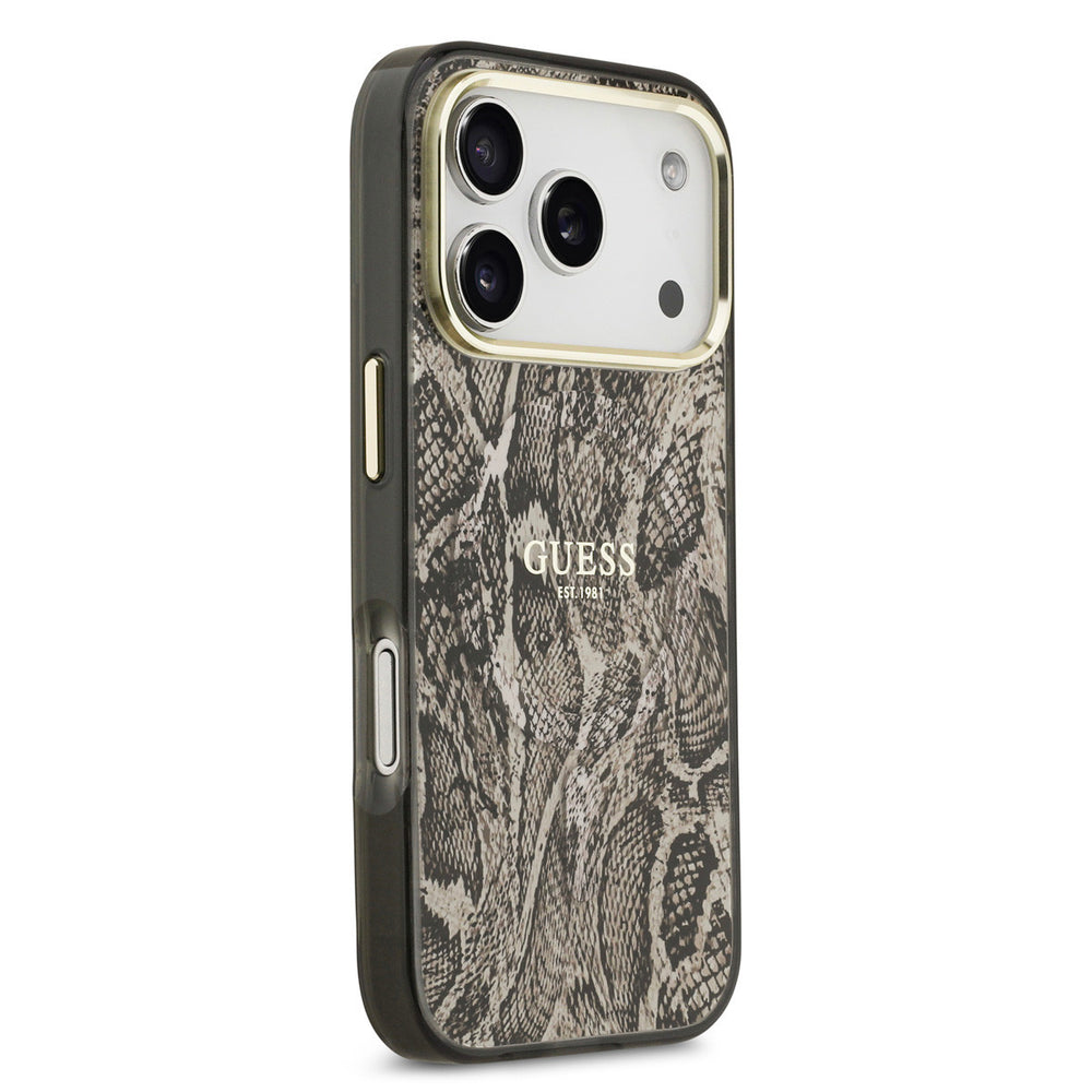 Guess iPhone 17 Pro Max Backcover hoesje - Magsafe - Python Pattern - Bruin-Hoesjes-Ilumina Benelux