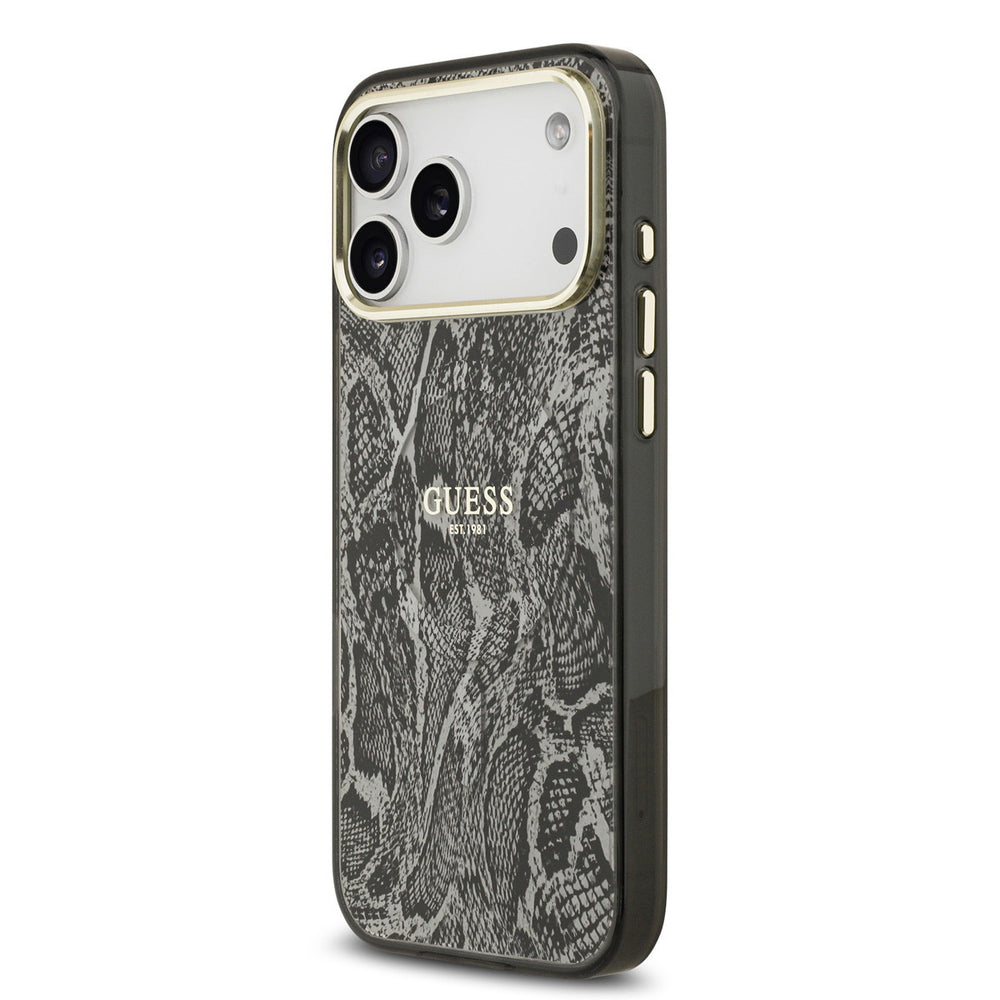 Guess iPhone 17 Pro Max Backcover hoesje - Magsafe - Python Pattern - Zwart-Hoesjes-Ilumina Benelux