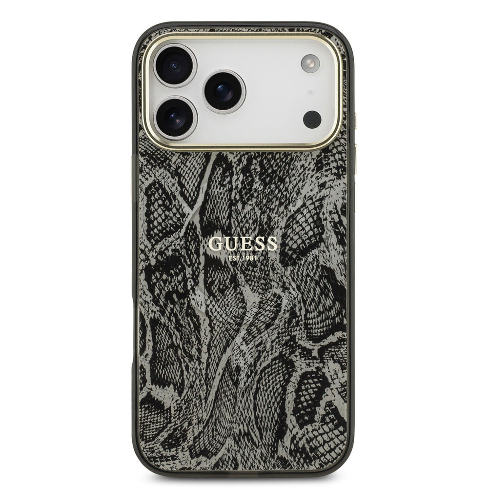 Guess iPhone 17 Pro Max Backcover hoesje - Magsafe - Python Pattern - Zwart-Hoesjes-Ilumina Benelux