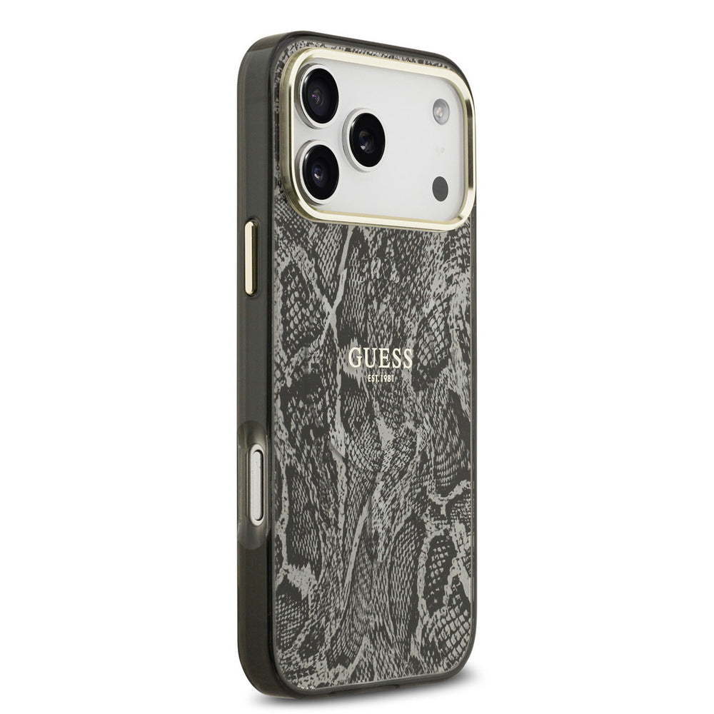 Guess iPhone 17 Pro Max Backcover hoesje - Magsafe - Python Pattern - Zwart-Hoesjes-Ilumina Benelux