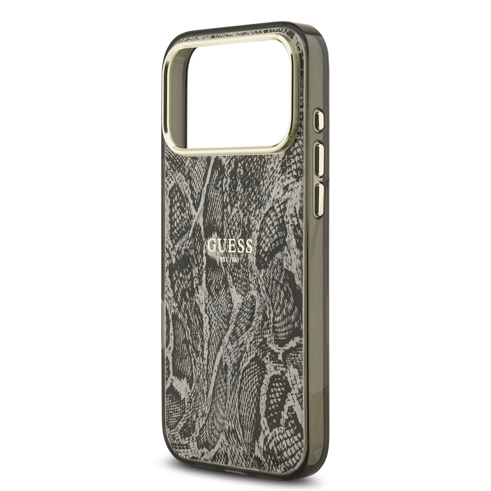 Guess iPhone 17 Pro Max Backcover hoesje - Magsafe - Python Pattern - Zwart-Hoesjes-Ilumina Benelux