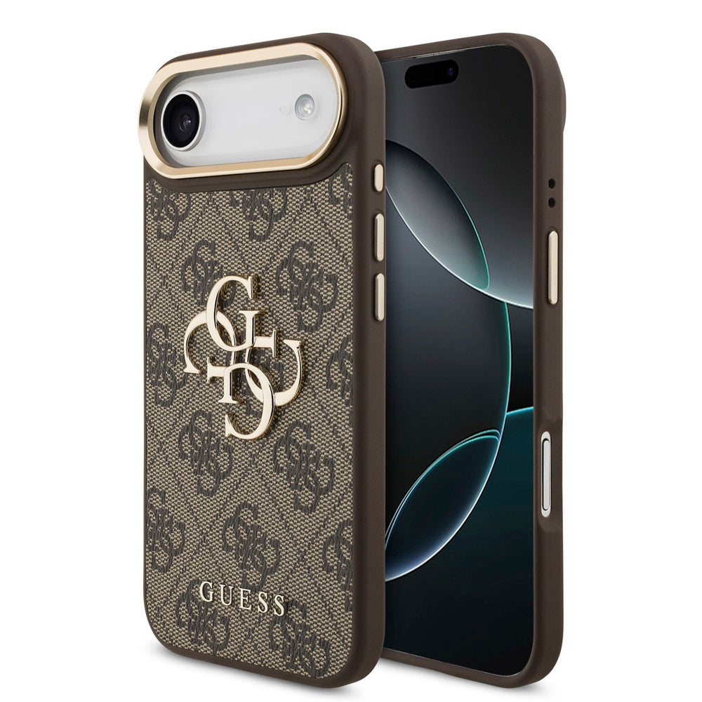 Guess iPhone Air Backcover hoesje - 4G - Big Metal Logo - Gold Edge - Bruin-Hoesjes-Ilumina Benelux