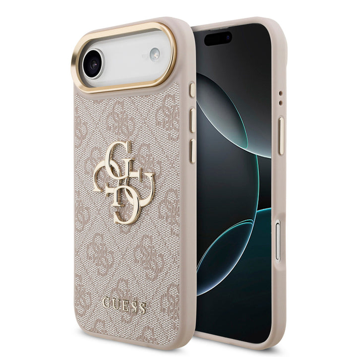 Guess iPhone Air Backcover hoesje - 4G - Big Metal Logo - Gold Edge - Roze-Hoesjes-Ilumina Benelux
