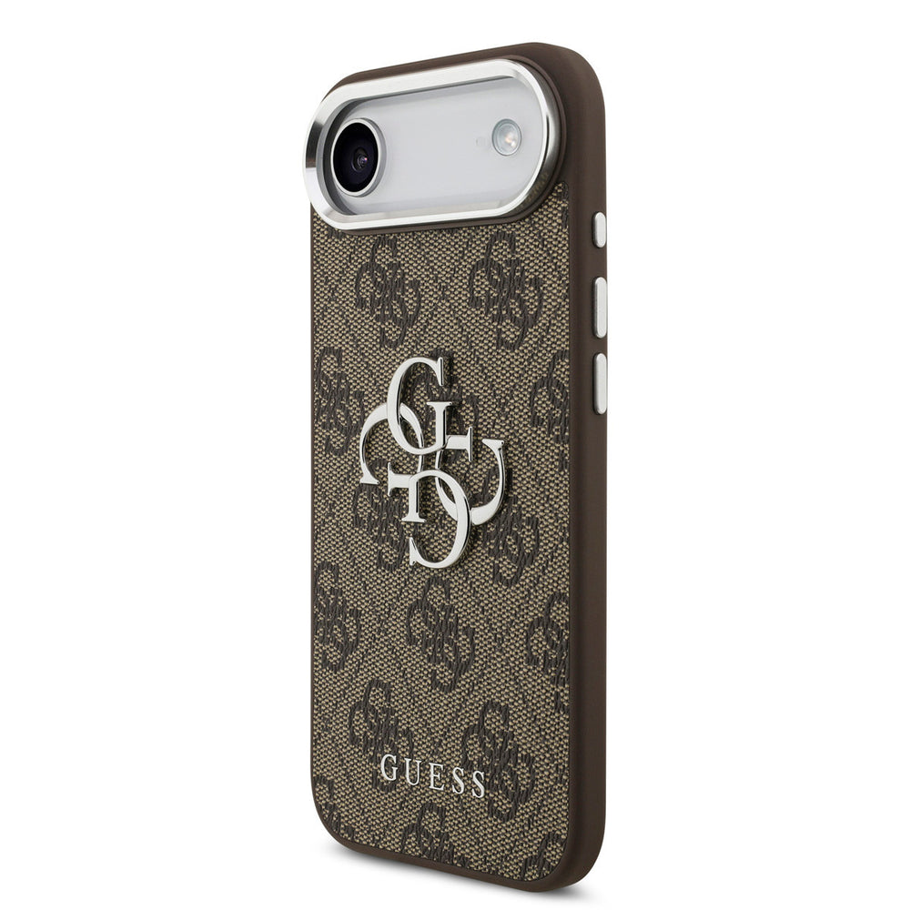 Guess iPhone Air Backcover hoesje - 4G - Big Metal Logo - Silver Edge - Bruin-Hoesjes-Ilumina Benelux