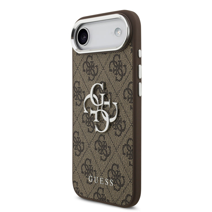 Guess iPhone Air Backcover hoesje - 4G - Big Metal Logo - Silver Edge - Bruin-Hoesjes-Ilumina Benelux