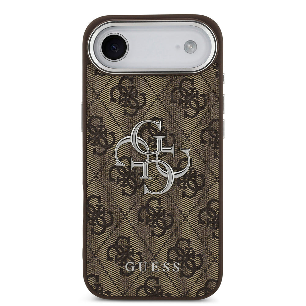 Guess iPhone Air Backcover hoesje - 4G - Big Metal Logo - Silver Edge - Bruin-Hoesjes-Ilumina Benelux