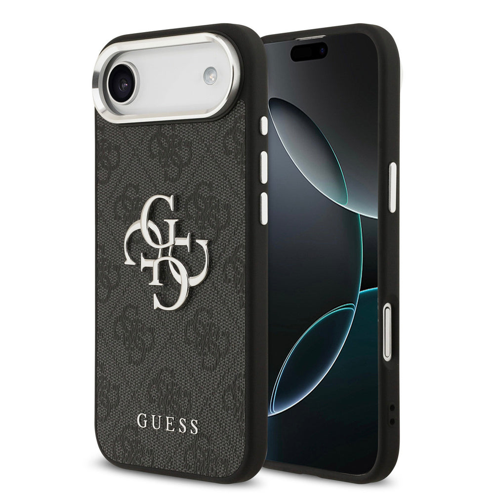 Guess iPhone Air Backcover hoesje - 4G - Big Metal Logo - Silver Edge - Zwart-Hoesjes-Ilumina Benelux
