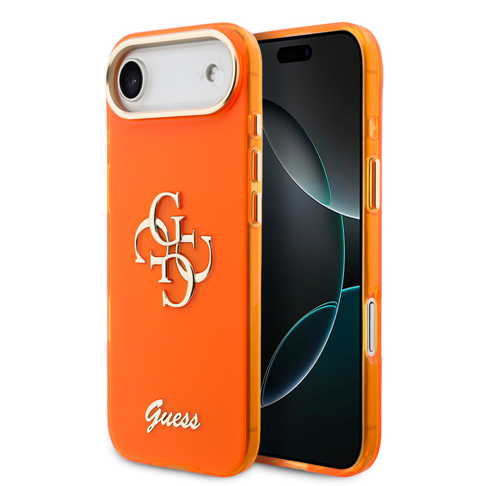 Guess iPhone Air Backcover hoesje - 4G Script Metal Logo - Silver Edge - Oranje-Hoesjes-Ilumina Benelux