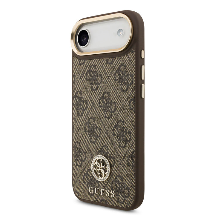 Guess iPhone Air Backcover hoesje - MagSafe - 4G Strass Logo - Gold Edge - Bruin-Hoesjes-Ilumina Benelux