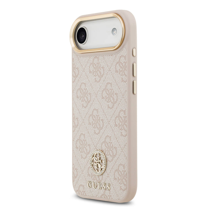 Guess iPhone Air Backcover hoesje - MagSafe - 4G Strass Logo - Gold Edge - Roze-Hoesjes-Ilumina Benelux