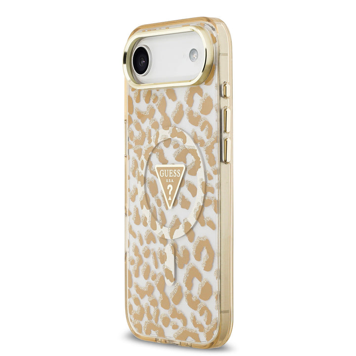 Guess iPhone Air Backcover hoesje - Magsafe - Leopard Glitter Edition - Bruin-Hoesjes-Ilumina Benelux
