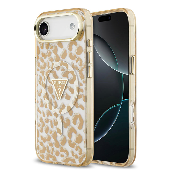 Guess iPhone Air Backcover hoesje - Magsafe - Leopard Glitter Edition - Bruin-Hoesjes-Ilumina Benelux