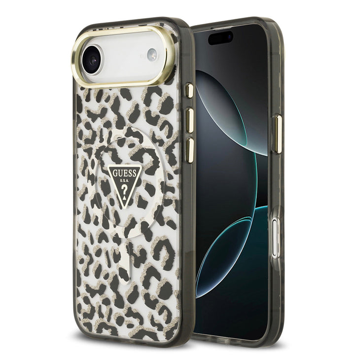 Guess iPhone Air Backcover hoesje - Magsafe - Leopard Glitter Edition - Zwart-Hoesjes-Ilumina Benelux