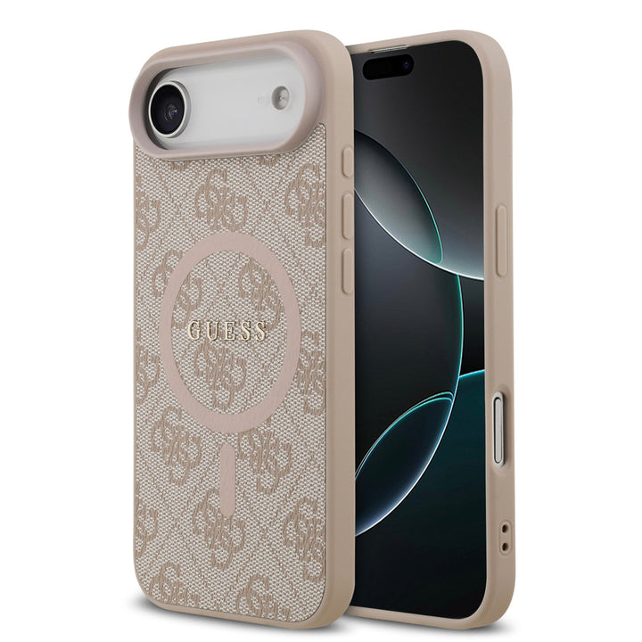 Guess iPhone Air Backcover hoesje - Magsafe PU Leather - 4G Classic Logo - Roze-Hoesjes-Ilumina Benelux
