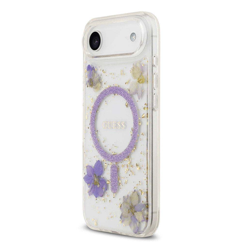 Guess iPhone Air Backcover hoesje - Magsafe - Resin Flowers Design - Paars-Hoesjes-Ilumina Benelux