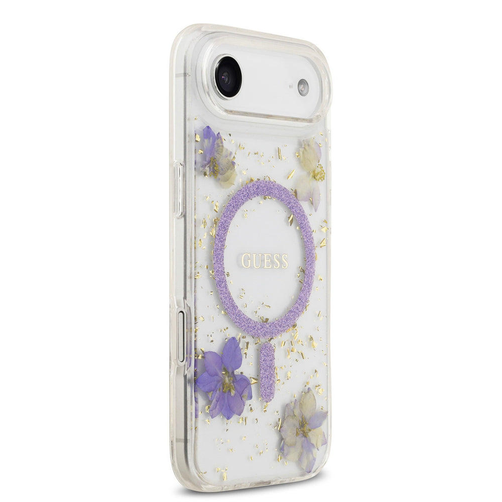 Guess iPhone Air Backcover hoesje - Magsafe - Resin Flowers Design - Paars-Hoesjes-Ilumina Benelux