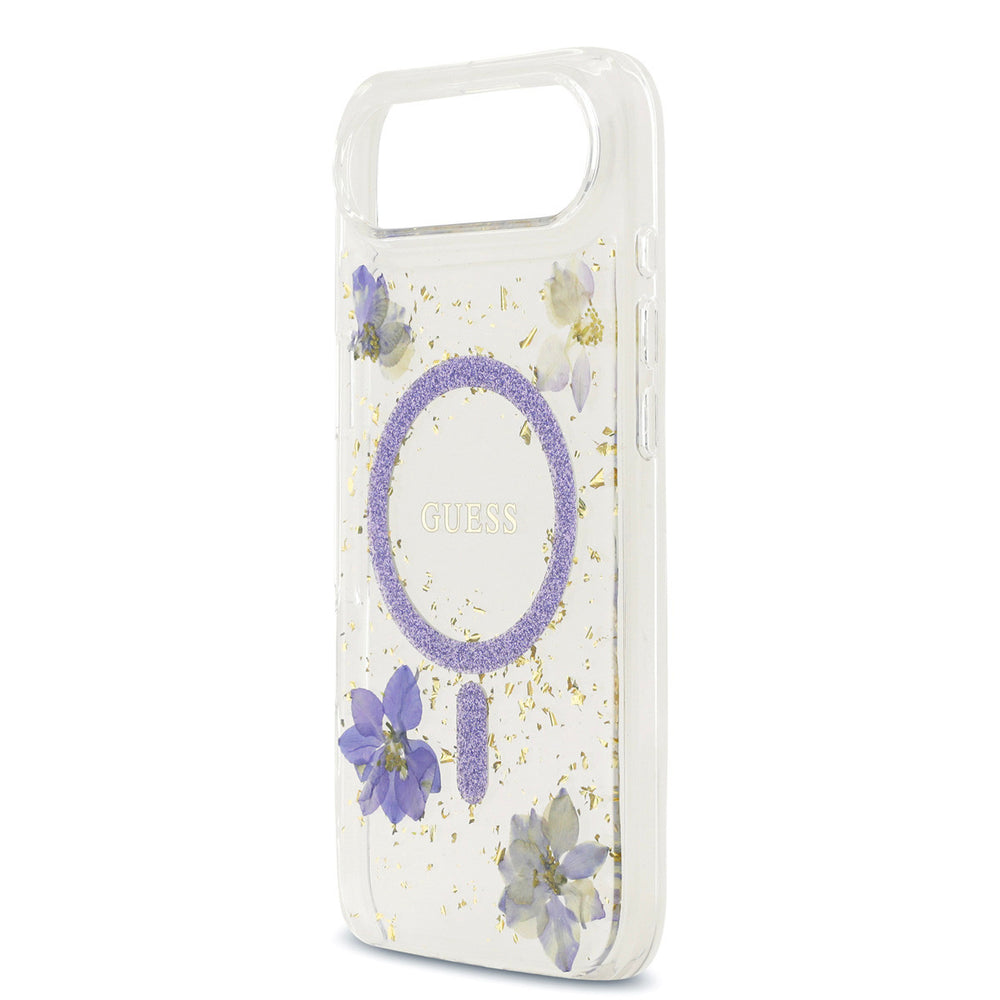 Guess iPhone Air Backcover hoesje - Magsafe - Resin Flowers Design - Paars-Hoesjes-Ilumina Benelux
