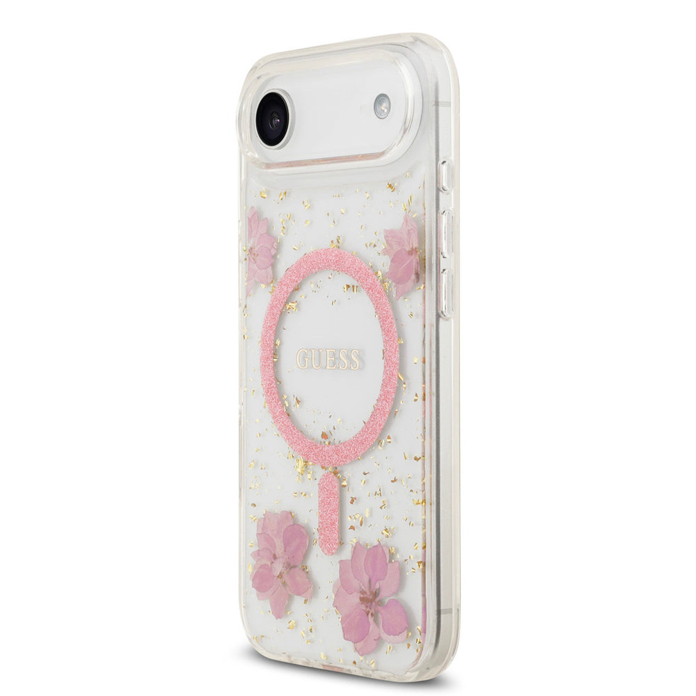 Guess iPhone Air Backcover hoesje - Magsafe - Resin Flowers Design - Roze-Hoesjes-Ilumina Benelux