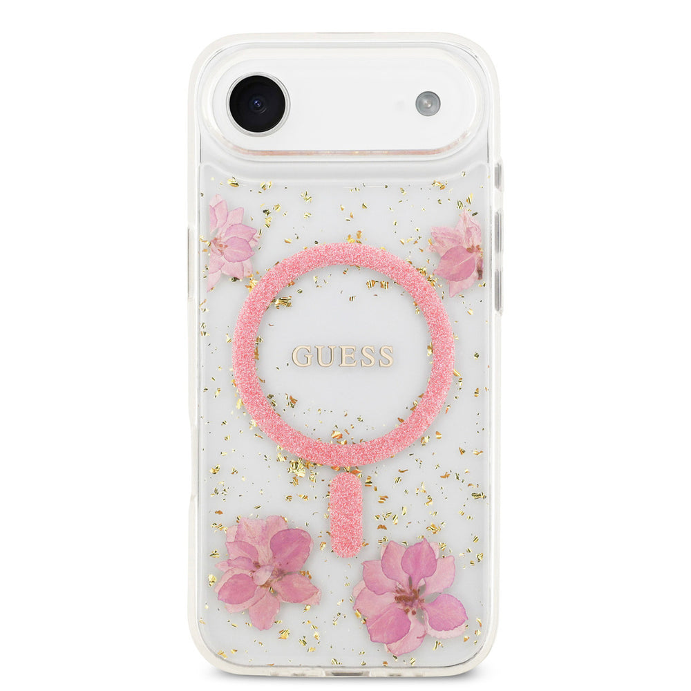 Guess iPhone Air Backcover hoesje - Magsafe - Resin Flowers Design - Roze-Hoesjes-Ilumina Benelux
