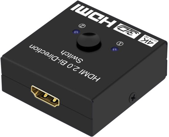 HDMI Schakelaar 2 In 1 Uit – Bi-directionele HDMI Switch – 4K/3D/1080p – Handmatig – Plug & Play – Zwart-HDMI-switch-Ilumina Benelux