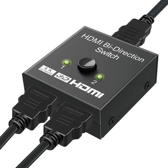 HDMI Schakelaar 2 In 1 Uit – Bi-directionele HDMI Switch – 4K/3D/1080p – Handmatig – Plug & Play – Zwart-HDMI-switch-Ilumina Benelux