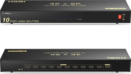 HDMI Splitter 1x10 – 4K HDMI 1.4 – 10 Poorts – 1080P/3D/Dolby – IR & EDID – Plug & Play – Zwart-HDMI-switch-Ilumina Benelux