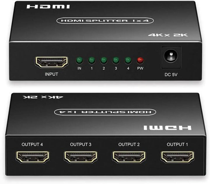 HDMI Splitter 1x4 – 4K 60Hz Versterker – Full HD 1080p & 3D – Langeafstand – Plug & Play – Zwart-HDMI-switch-Ilumina Benelux