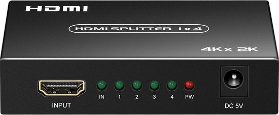 HDMI Splitter 1x4 – 4K Ultra HD – 3D Ondersteuning – Metalen Behuizing – Plug & Play – Zwart-HDMI-switch-Ilumina Benelux