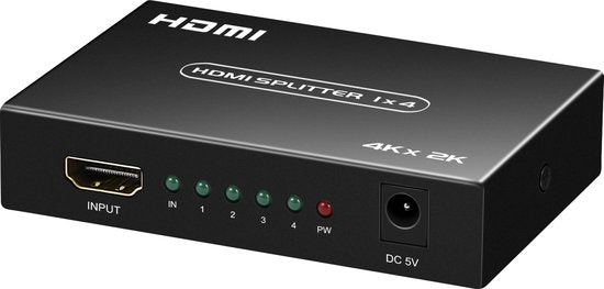 HDMI Splitter 1x4 – 4K Ultra HD – 3D Ondersteuning – Metalen Behuizing – Plug & Play – Zwart-HDMI-switch-Ilumina Benelux