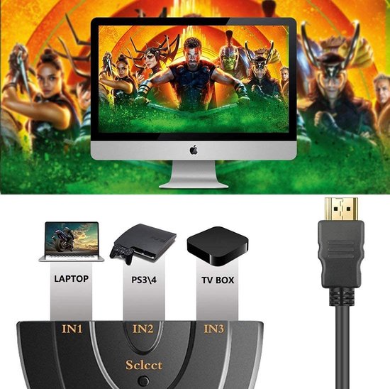 HDMI Switch 3 Poorten – 4K HDMI Schakelaar – LED Indicator – 1080p 3D Dolby Audio – Plug & Play – Zwart-HDMI-switch-Ilumina Benelux