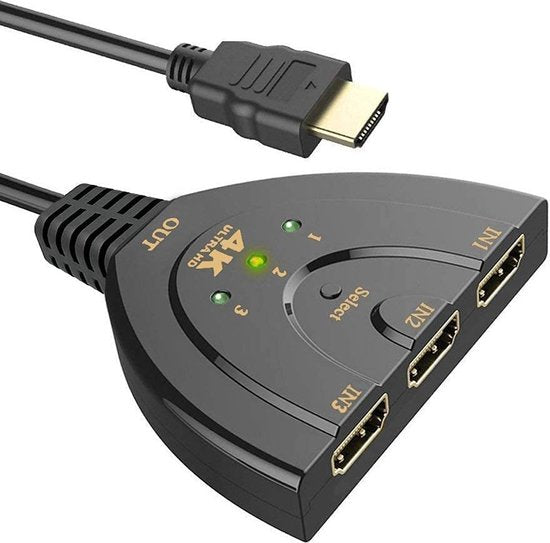 HDMI Switch 3 Poorten – 4K HDMI Schakelaar – LED Indicator – 1080p 3D Dolby Audio – Plug & Play – Zwart-HDMI-switch-Ilumina Benelux
