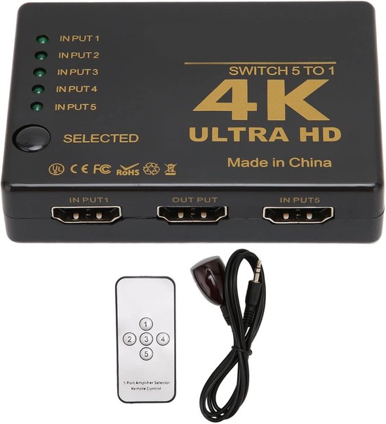 HDMI Switch 3 Poorten – 4K HDMI Schakelaar – Met Afstandsbediening – Status LED’s – Zwart-HDMI-switch-Ilumina Benelux