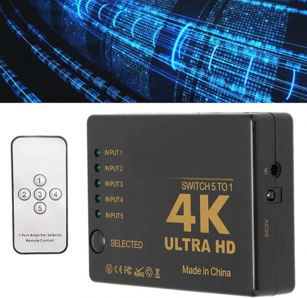 HDMI Switch 3 Poorten – 4K HDMI Schakelaar – Met Afstandsbediening – Status LED’s – Zwart-HDMI-switch-Ilumina Benelux
