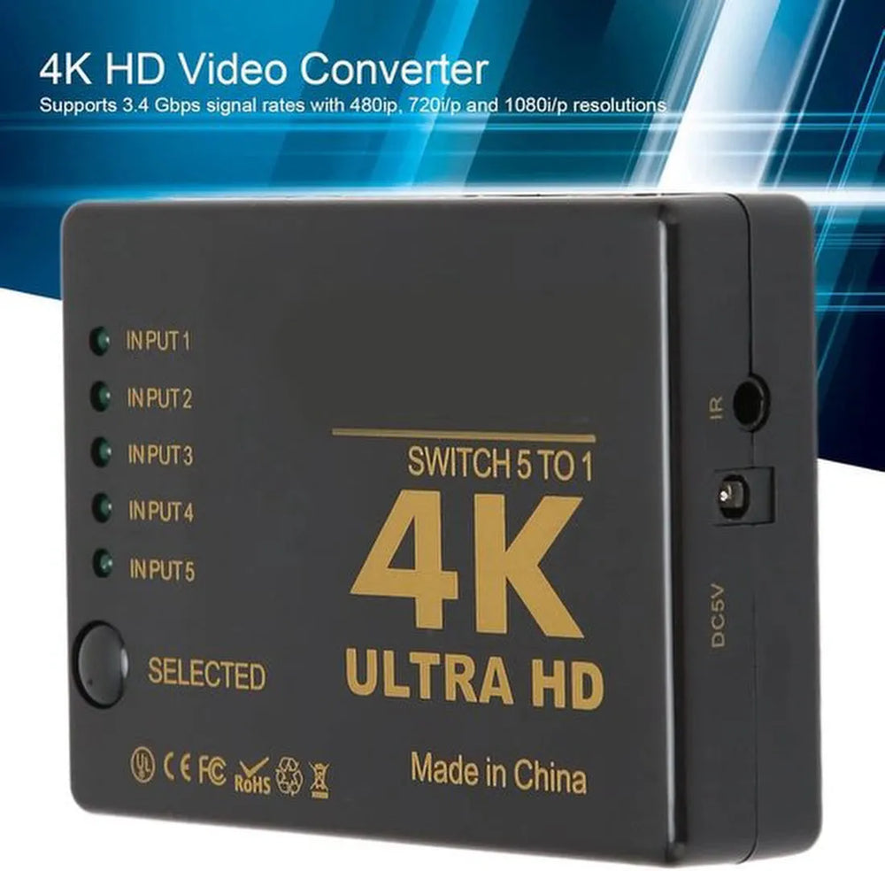 HDMI Switch 3 Poorten – 4K HDMI Schakelaar – Met Afstandsbediening – Status LED’s – Zwart-HDMI-switch-Ilumina Benelux