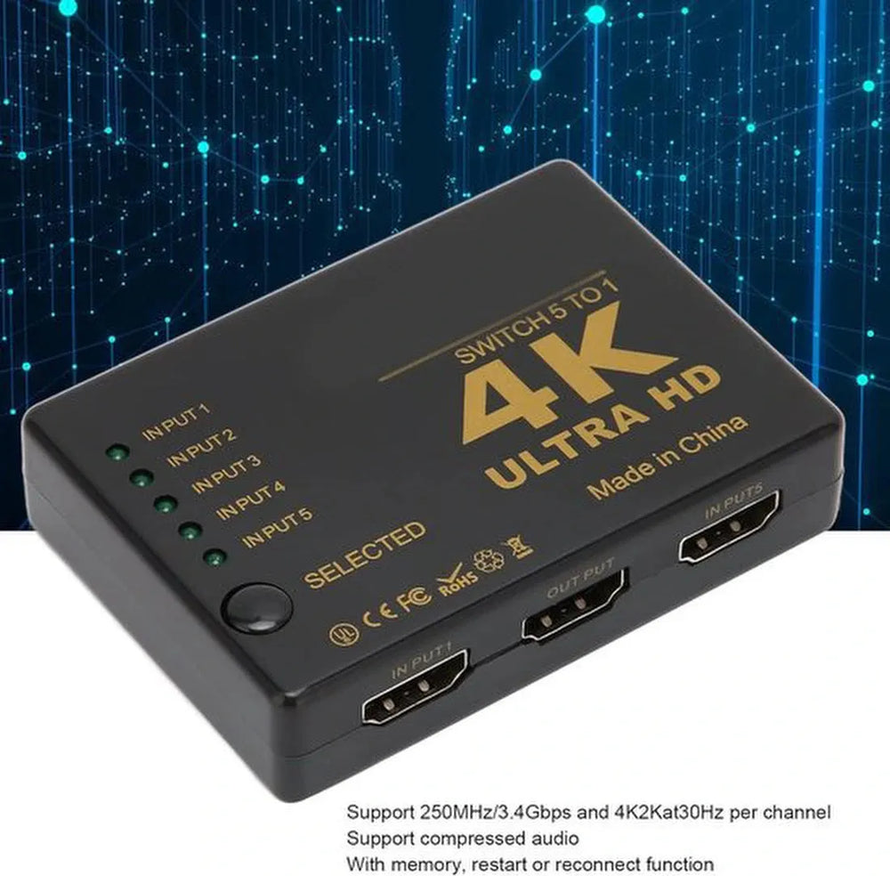 HDMI Switch 3 Poorten – 4K HDMI Schakelaar – Met Afstandsbediening – Status LED’s – Zwart-HDMI-switch-Ilumina Benelux