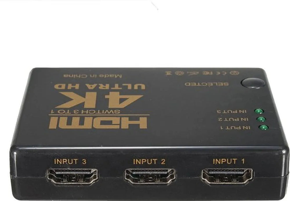 HDMI Switch – 3 Poorts – 4K Ultra HD/2K Full HD – 3D Ondersteuning – Inclusief Afstandsbediening – Zwart-HDMI-switch-Ilumina Benelux