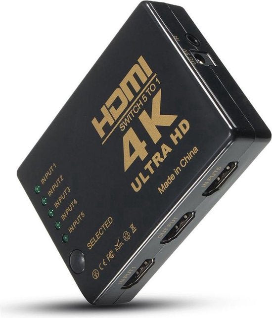 HDMI Switch 5 Poorten – Met Afstandsbediening – Ultra HD 4K – 3D Ondersteuning – Zwart-HDMI-switch-Ilumina Benelux