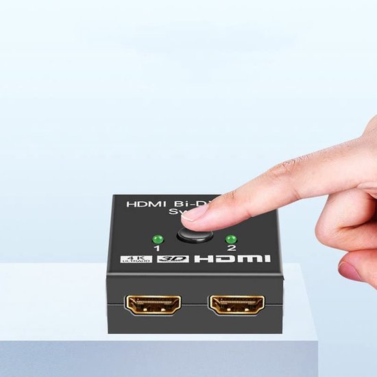 HDMI Switch Splitter – Bi-directioneel 1 in 2 out – 4K UHD 3D – Voor TV/Monitor/Console/Projector – Zwart-HDMI-switch-Ilumina Benelux
