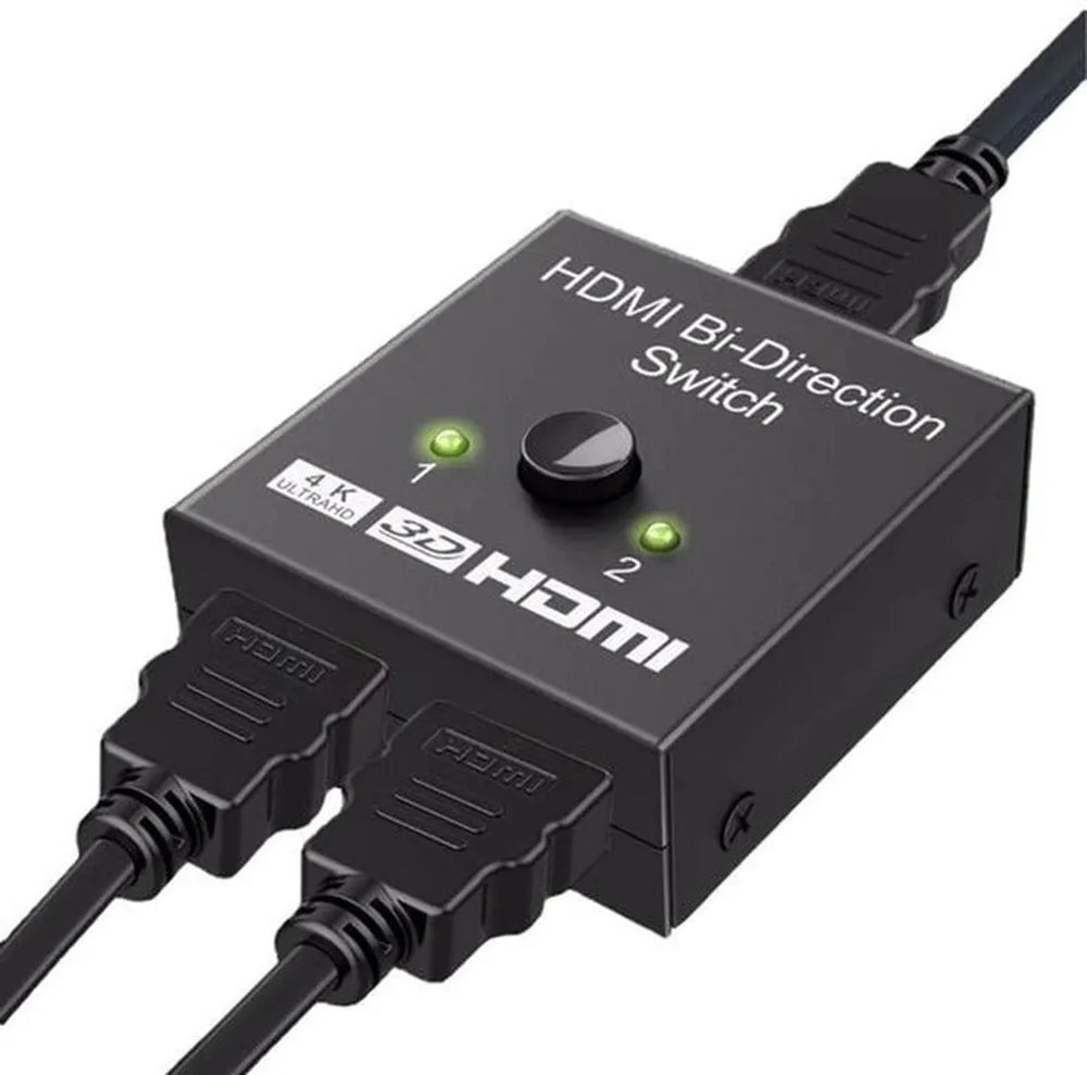HDMI Switch Splitter – Bi-directioneel 1 in 2 out – 4K UHD 3D – Voor TV/Monitor/Console/Projector – Zwart-HDMI-switch-Ilumina Benelux